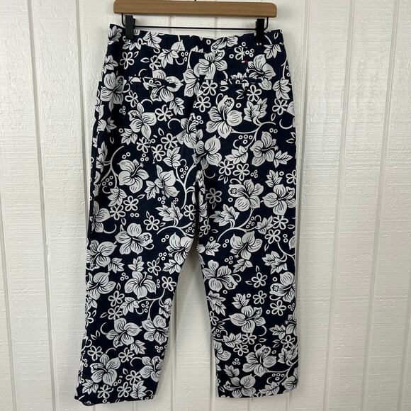 Tommy Hilfiger Women Cropped Trouser Pants Preppy Vacation Coastal Blue Size 8 - Picture 5 of 7